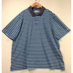 Reebok Golf 4XL Striped men's Polo Short Sleeve Shirt‎ Blue & Gray